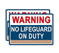 2 Pack Warning No Lifeguard On Duty-Swimming Pool Safety Sign,No Children Without Adult Supervision Pool Outdoor Sign14×10 Inches Metal Sturdy Free Rust Aluminum Sign,Weatherproof,Fade Resistant,Easy
