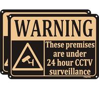2 Pack WarningThese Premises Are Under 24 Hour CCTV Surveillance Metal Sign Safety Security signs 10"x7" Metal Rust Aluminum UV Protected Waterproof Sturdy Easy Mounting