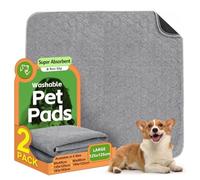 2 Pack Washable Dog Pee Pads - Instantly Absorbent and Reusable for Puppy Training - Waterproof Pet Mat for Dogs, Rabbits, Bunnies, and Small Animals - 125x125cm
