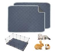 2 Pack Washable Guinea Pig Pee Pads, 45x60cm Waterproof Reusable Guinea Pig Cage Liners, Super Absorbent Leak-Proof Non-Slip Bedding Training Mat for Small Animals Guinea Pigs Rabbit Hamster