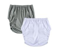 2 Pack Washable Reusable Adult Rubber Pants - Waterproof Incontinence Diaper Covers Leak-Proof Protective Underwear Soft Noiseless Cloth(Gray+White,X-Large)