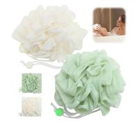 2-Pack Washcloth Loofah Combo - Soft Bath Loofah and Washcloth with Drawstring for Gentle Skin Cleansing, Soap Holder, Exfoliating Body Scrub for Smooth Skin