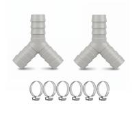 2 Pack Washing Machine Waste Y Splitter - Double Drain Hose Connector with 6 Hose Clamps - Fits 16-27mm Pipes - Universal Y Adapter for Dishwasher & Washing Machine Drain Outlet