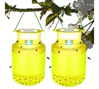 2 Pack Wasp Trap, Reusable Fruit Fly Trap, Effective Solar Powered Fly Catcher with Bait, Waterproof Wasp Catcher Hanging for Garden Outdoor Courtyard, Suit for Fruit Flies, Flies, Wasps
