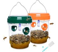 2 Pack Wasp Traps Outdoor Hanging, Solar Bee Trap for Outside, Hornet Traps, Bee Wasp Catcher Outside Garden