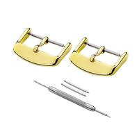 2 Pack Watch Bands Pin Buckle - Watch Band Clasp - Choice of Colors & Widths - Vacuum PVD Finish