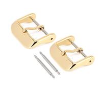 [2-Pack] Watch Straps Bands Buckle Replacement, Wellfit Watch Band Clasp - Choice of Color and Size - Vacuum PVD Finish, (18mm, Gold)
