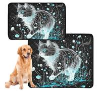 2 Pack Water Absorbing Mat for Dog Bowl Cat Pee Pads for Floor Anti Slip Rug for Floor 24x36in+36x42in Art Ragdoll Cat