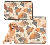 2 Pack Water Absorbing Mat for Dog Bowl Cat Pee Pads for Indoor Cats Anti Slip Floor Mat for Sofa 24x36in+36x42in Ginkgo Leaf Autumn Pattern