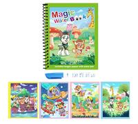 2 Pack Water Coloring Book for Kids Toddlers with 2 Water Pens - Reusable Road Trip Toys Drawing Painting Books Toddler Stocking Stuffers, Dinosaur and Animal 13