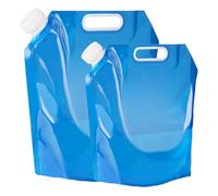 2 Pack Water Container,5L+10L Folding Water Bag,Portable Foldable Water Container for Outdoor Folding Water Bag for Sport,Hiking,Camping,BBQ,Picnic,Collapsible Camping Water Container,Portable（Blue）