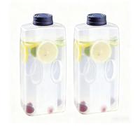 2 Pack water jugs with Lid, 2L Leak Proof Juice Container, Cold Drinks Bottle with scale, Juice Bottles, Unbreakable Beverage Pitcher Juices Container Fridge Door Jug for Milk Juices Iced Tea Lemonade
