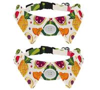 2 Pack Watermelon Strawberry Grape Fruits Dog Collar with Bowtie, Adjustable Cute Lapel Design Bow Tie Pet Collar for Small Dogs Puppies and Cats