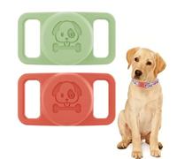 2-Pack Waterproof AirTag Dog Collar Holder - Silicone Loop Case for AirTags - Hidden, Anti-Lost Tracker Holder for Pet Collars, Bags & More - AirTag Accessories (Light Green/Orange)