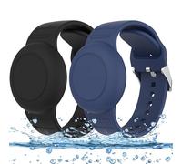 [2 Pack]Waterproof AirTag Holder for Kids Compatible with Apple Air Tag GPS Tracker, Silicone Adjustable AirTag Bracelets Bands, Anti-Lost Lightweight Secure Soft Strap Loop for Child, Toddler
