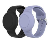 [2 Pack]Waterproof AirTag Holder for Kids Compatible with Apple Air Tag GPS Tracker, Silicone Adjustable AirTag Bracelets Bands, Anti-Lost Lightweight Secure Soft Strap Loop for Child, Toddler