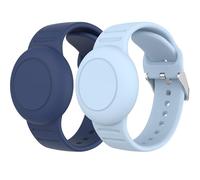 [2 Pack]Waterproof AirTag Holder for Kids Compatible with Apple Air Tag GPS Tracker, Silicone Adjustable AirTag Bracelets Bands, Anti-Lost Lightweight Secure Soft Strap Loop for Child, Toddler