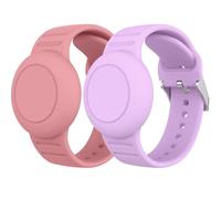 [2 Pack]Waterproof AirTag Holder for Kids Compatible with Apple Air Tag GPS Tracker, Silicone Adjustable AirTag Bracelets Bands, Anti-Lost Lightweight Secure Soft Strap Loop for Child, Toddler