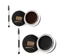 2-Pack Waterproof Brow Pomade Kit with Dual-Ended Brush - Highly Pigmented, Quick-Dry Lightweight Cream-Gel, Smudge-Proof & Long-Lasting Formula for Filling,Defining Natural Fluffy Brows(Black&Brown)