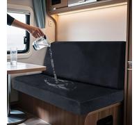 2 Pack Waterproof Caravan Seat Covers & Backrest Non-Slip Motorhome Cushion Covers with Ties Stretch Velvet Campervan Seat Covers (Navy Rectangular L)