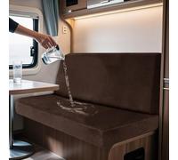 2 Pack Waterproof Caravan Seat Covers & Backrest Non-Slip Motorhome Cushion Covers with Ties Stretch Velvet RV Seat Covers for Dinette (Red Café Rectangular M)