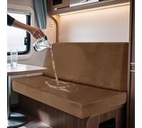 2 Pack Waterproof Caravan Seat Covers & Backrest Non-Slip Motorhome Cushions with Ties Stretch Velvet Campervan Seat Covers (Brown Rectangular L)