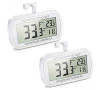 2 Pack Waterproof Digital Fridge Freezer Thermometer Max/Min Recording Function Large LCD Display and Magnetic Back for Kitchen Home Restaurants