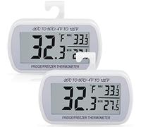 2 Pack Waterproof Digital Refrigerator Thermometer Large LCD, Freezer Room Thermometer with Magnetic Back, No Frills Easy to Read