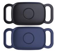 2-Pack Waterproof Dog Collar Holder for Tile Life360 Pro Tracker-NOT for Tile Mate/Sticker, Silicone Cover for Tile Tracker Case Pet Collar, Shockproof and Scratch-Resistant, Lightweight,Black+Blue