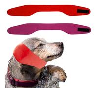 2 Pack Waterproof Dog Ear Covers for Swimming & Bathing, Adjustable Dog Ear Protection Wrap for Puppies & Dogs, Secure & Comfortable Fit, Pink&Red, Large