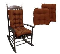 2 Pack Waterproof Garden Rocking Chair Cushions with High Back & Ties, 8cm Thick Padded Replacement Seat Pads for Indoor Outdoor Rattan Chairs, Sofas & Sunloungers (Dark Coffee,19×19in)
