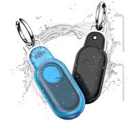 2 Pack Waterproof Keychain Holder Case for Samsung Galaxy SmartTag2, Tracker Protective Case Compatible SmartTag 2, Smart Tag 2 Holder with Key Ring for Luggage,Keys,Pets (Black+Clear Blue)