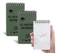 2 Pack Waterproof Notebook 3 x 5 Inches Army Green Pocket Notepad Write in the Rain Notebooks All Weather Notepads for Outdoor Activity Recording and Tactical