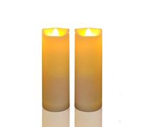 2-Pack Waterproof Outdoor Battery Operated Flameless Candles with Timer, Realistic Flickering Plastic Electric Slim LED Pillar Lights for Birthday Wedding Christmas Decor Gifts 2x6 Inches
