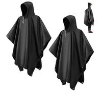 2 Pack Waterproof Rain Poncho Adult, EVA Portable Waterproof Ponchos, Reusable raincoat with Hoods for Camping, Hiking Travel, Amusement Parks, Festival