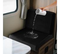 2 Pack Waterproof RV Seat Covers & Backrest Non-Slip Motorhome Cushion Covers with Ties Stretch Velvet Campervan Seat Protectors (Black Square S)