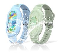 2 Pack Waterproof Silicone Wristband Holder for Samsung Galaxy SmartTag2, Cute Dinosaur & Whale Cartoon Design, Fits Kids, Adjustable Protection, Silicone