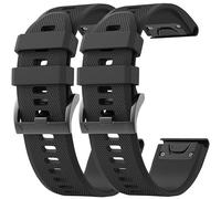 2 Pack Waterproof Straps fit for Garmin Fenix 5 / Fenix 6 / Fenix 7 Strap, 22mm Watch Strap for Fenix 8 Fenix E 47mm / Fenix 5 Plus/Fenix 6 Pro/Fenix 7 Pro (Black/Black)
