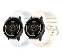 2 Pack Waterproof Straps fit for Garmin Venu 3S / Venu 2S / Vivoactive 4S / forerunner 265S Strap, 18mm Classic Soft Sports Strap for Women Men (White/Starlight)