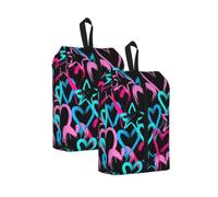 2 Pack Waterproof Travel Shoe Bags Large, Colorful Love Heart Cool, One