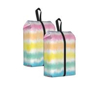 2 Pack Waterproof Travel Shoe Bags Large, Colorful Rainbow Tie Dye Striped