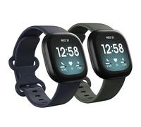 2 Pack Waterproof Wristbands Compatible with Fitbit Versa 3 / Fitbit Versa 4 / Fitbit Sense / Sense 2, Classic Soft Sport Replacement Wristbands for Women and Men, Large 7.1''-8.7'', No Gemstone
