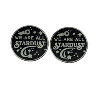 2 Pack We Are All Stardust Enamel Pins - Motivational Quote Metal Badge Inspirational Lapel Pins for Jackets, Backpacks, Gifts