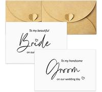 2 Pack Wedding Day Cards Set Groom Bride Wedding Vow Card with Envelopes to My Bride to My Groom on Our Wedding Day Wedding Card for Wedding Party Supplies