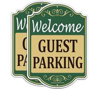 2 Pack Welcome Guest Parking Signs, 14"x10" Customer/Visitor Parking Only Sign, Rust Free Aluminum Guest Parking Only Sign, Fade/Weather Resistant, UV Protected, Indoor/Outdoor Use, Easy to Mount