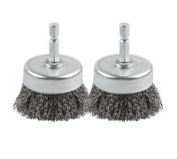 2 Pack WENORA Wire Brush Set for Drill, 1/4 Inch Hex Shank, 0.010 Inch Coarse Carbon Steel Drill Brush, Rust Removal - 2 Inch