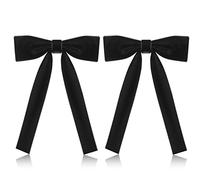 2 Pack Western Ties for Men Kentucky String Tie Clip on Bow Ties Colonel Sanders Black Cowboy Bow Tie Party, Men's Black Bow Tie, Black Long Bow Tie
