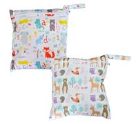 2 Pack Wet Bag, Waterproof Wet Dry Bag, Reusable Nappy Storage Bag,Washable Portable Diaper Bag with Zipper for Baby Items Wet Clothes Swimming Gym Beach Pool Bag