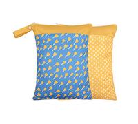 2 Pack Wet Dry Bags for Baby Diapers&Breast Pump Part, Waterproof Reusable Wet Bag with Two Zipper Pockets, Beach Pool Gym Bag Stroller Yoga Toiletries Daycare Organizer, 11.8 inch x 15.7inch(Yellow)