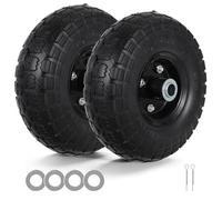 2 Pack Wheelbarrow Wheel Tyres 10 Inch Puncture Proof Solid Tyres with Accessories 4.10/3.50-4 Heavy Duty Tire Wheelbarrow Wheel Replacement Tire for Garden Trolley Truck Trailer, Black